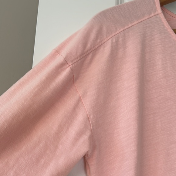 J Jill Cotton Modal Rayon V-Neck 3/4 Sleeve Pink Top w Side Vents Pink Size Lrg - Picture 3 of 9